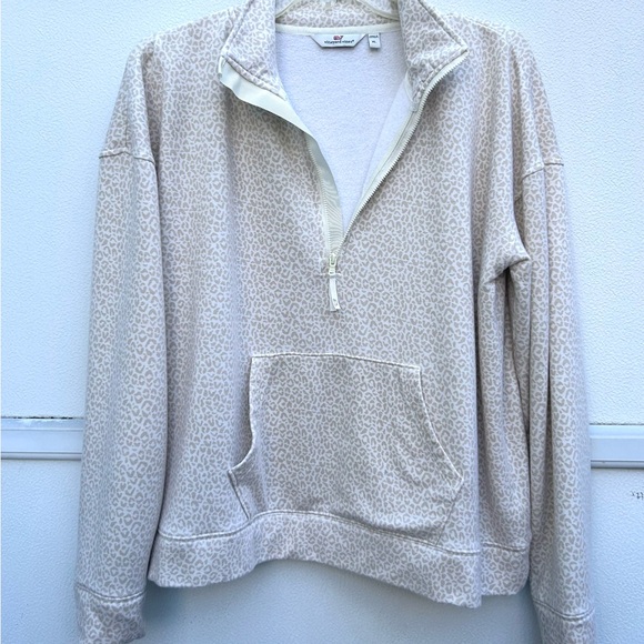 Vineyard vines leopard printed pullover half zip sweatshirt WOMENS XL dreamcloth - Picture 7 of 13